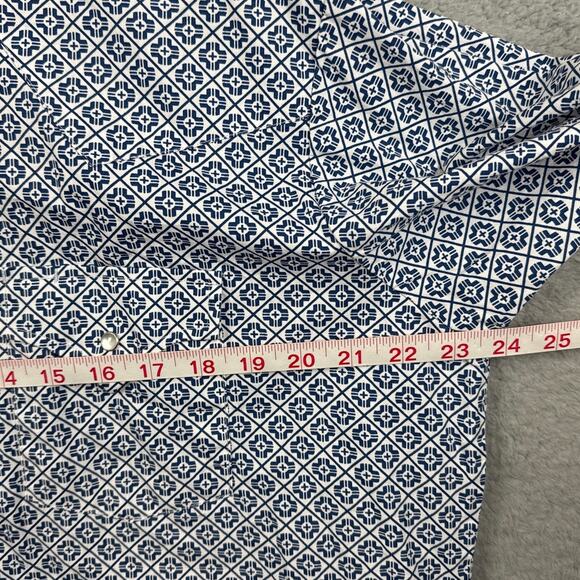 Ely Cattlemen Men's Western Shirt Pearl Snap Button Up Blue White Size L Rugged - Picture 3 of 9